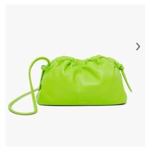 MANSUR GAVRIEL Neon Green Lambskin Leather Mini Cloud Clutch No Strap Purse Bag